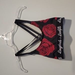Doughnuts & Deadlifts Rose Sports Bra, Small